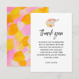 Målarfest 1-års födelsedagsfest Tack  Kort