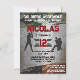 Målarfödelsedagsfest Militär Kamouflage USA Inbjud Vykort