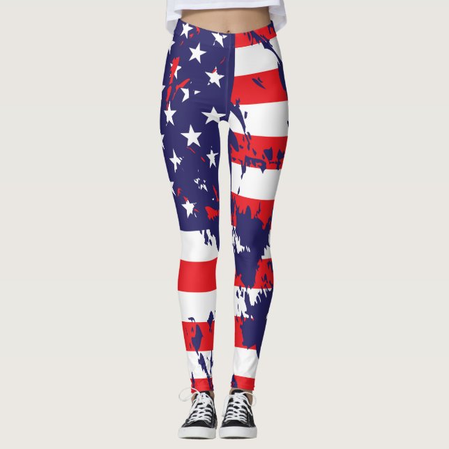 Målarklicker amerikansk flagga leggings (Framsida)