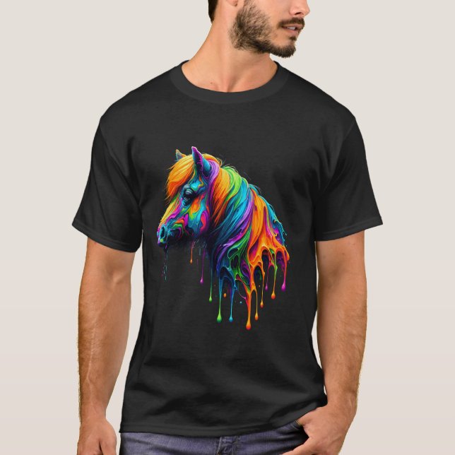 Målarkonst Miniatürhäst Ridning Equestrian T Shirt (Framsida)
