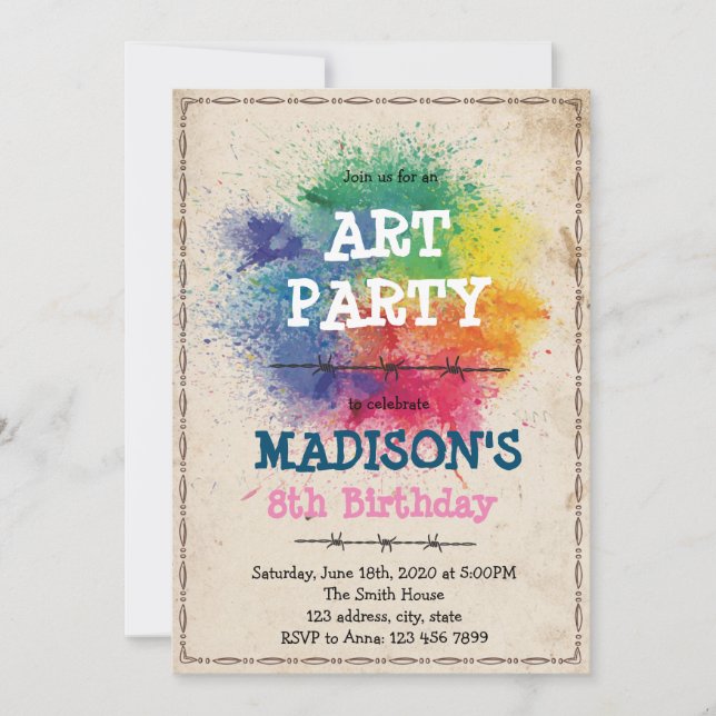 Målarkrigskonst fest inbjudan (Framsida)