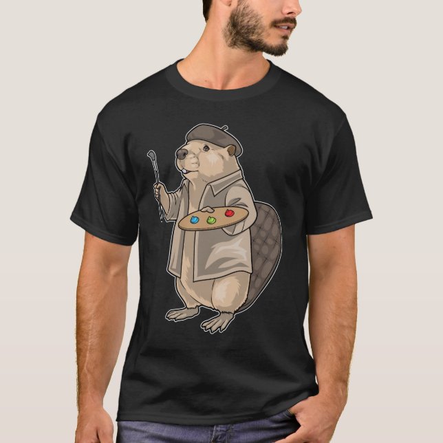 Målarpensel för målning av bävrar t shirt (Framsida)