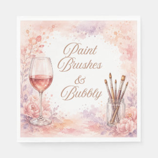 Målarpenslar & Bubbly Rosa Akvarellfärg Måla-och-d Pappersservett