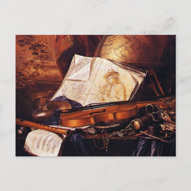 Målarpresentationer för musikinstrument vykort (Framsida)