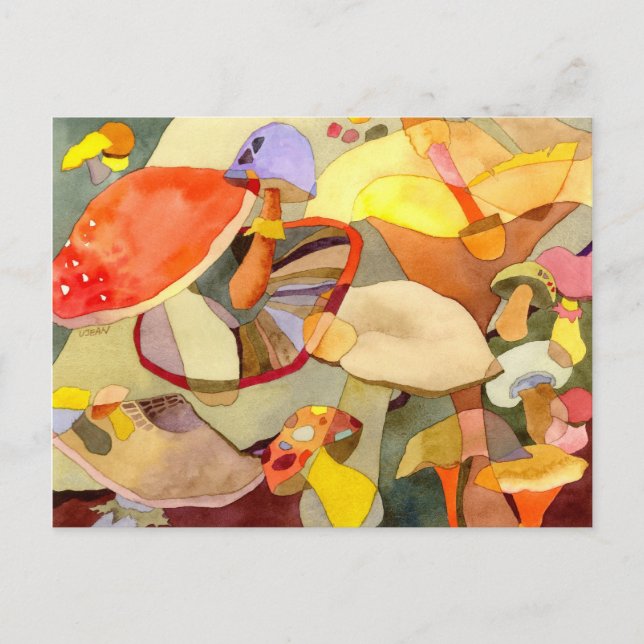 Målarrecept för vattenfärgssvamp vykort (Framsida)