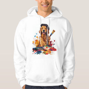 Målarvalp � Konstnärlig hund med staffli Hoodie