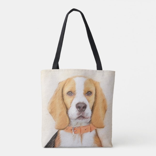Målarverk med Beaglehund - Original Djurkonst Tygkasse (Baksida)