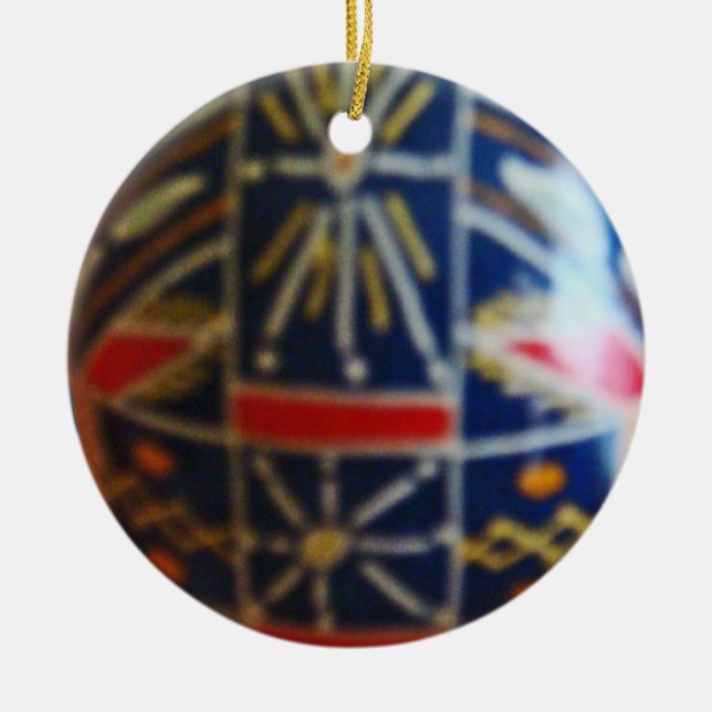 Målat ägg Rd 2 Julgransprydnad Keramik (Framsidan)