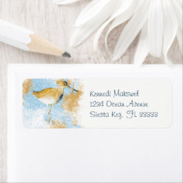 Målat Beach Coastal Willet Bird Returadress Etikett