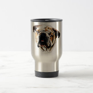 Målat bulldoggansikte resemugg