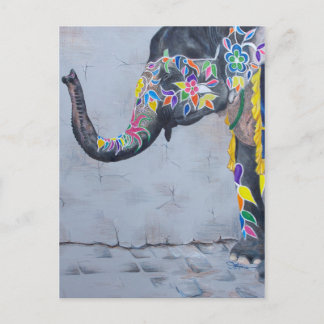 Målat Elephant Vykort