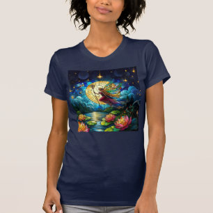 Målat Glas Månskens Flykt Fågel T Shirt