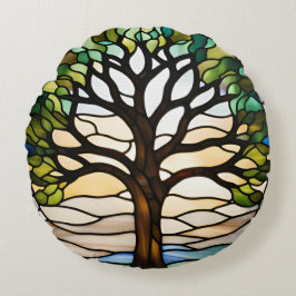 Målat glas rund kudde