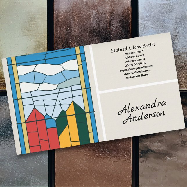 Målat glas visitkort (Stained Glass Business Card)