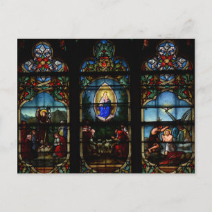 Målat glas Windows Notre Dame Paris-katedral Vykort