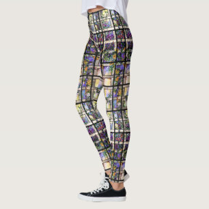 Målat glass blommar All över tryckdamasker Leggings