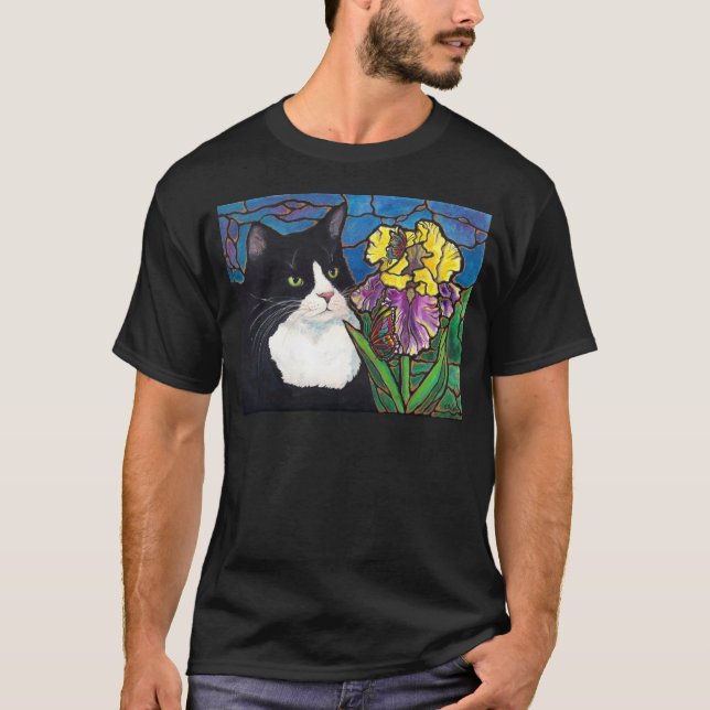Målat glass för fjäril för blomma för t-shirt (Framsida)