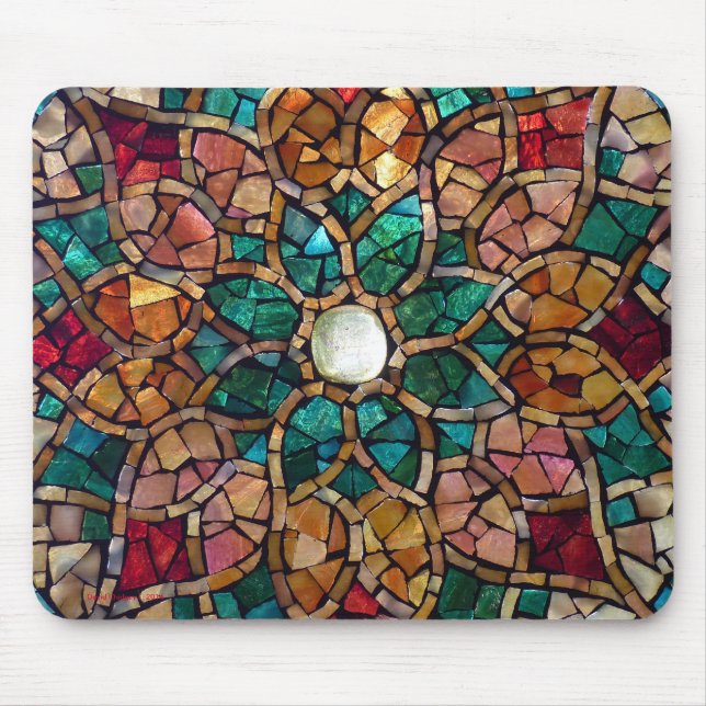 Målat glass mosaiska Mousepad "höststjärna ", Musmatta (Framsidan)