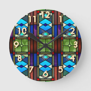 Målat glass rund klocka