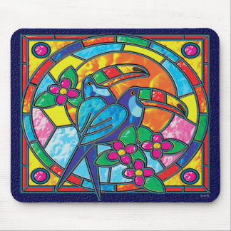 MÅLAT GLASS TOUCANS MUSMATTA