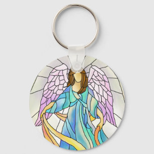 Målat glassängel nyckelring