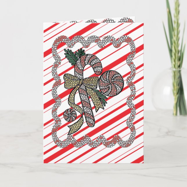 Målat glasscandy canekortet beklär helgkort (Framsida)