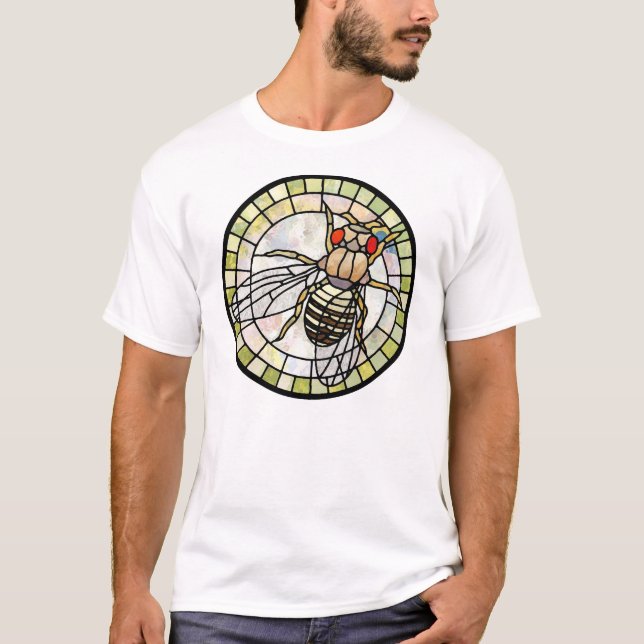 Målat glassdrosophila (fruktflugan) tee (Framsida)
