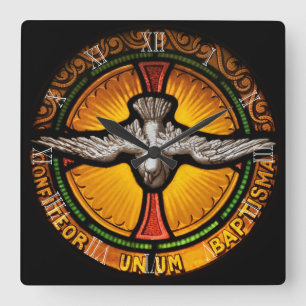 Målat glassduva fyrkantig klocka