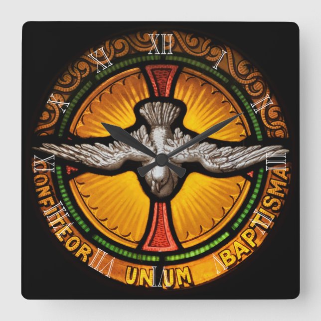 Målat glassduva fyrkantig klocka (Framsida)