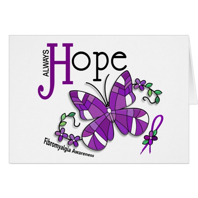 Målat glassfjärilsFibromyalgia Hälsningskort (Framsidan Horizontal)