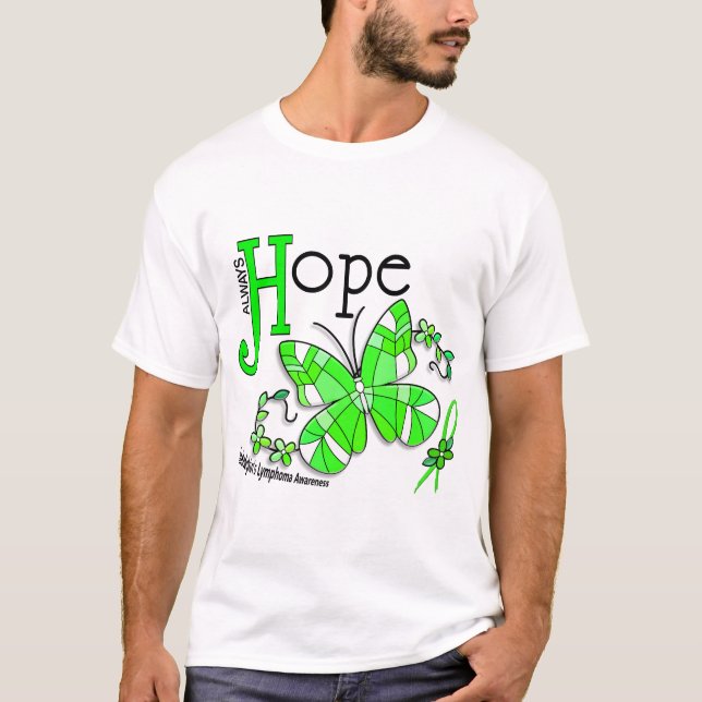 Målat glassfjärilsNon-Hodgkins lymfkörtelcancer T Shirt (Framsida)