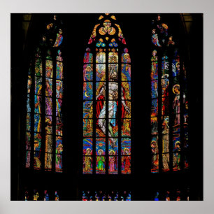Målat glassfönster, domkyrka för St Vituss, Pra Poster