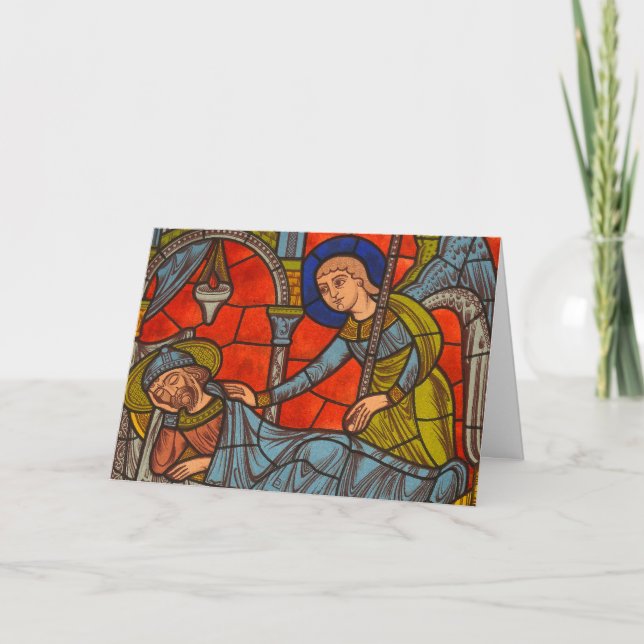 Målat glassfönster från den Chartres domkyrkan Helgkort (Framsida)
