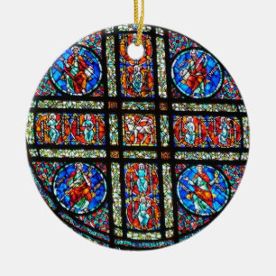 Målat glassfönster julgransprydnad keramik