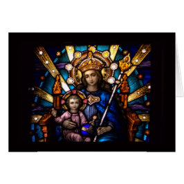 Målat glassfönster Madonna & barn Hälsningskort