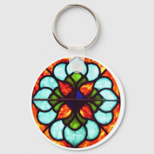 Målat glassfönster nyckelring