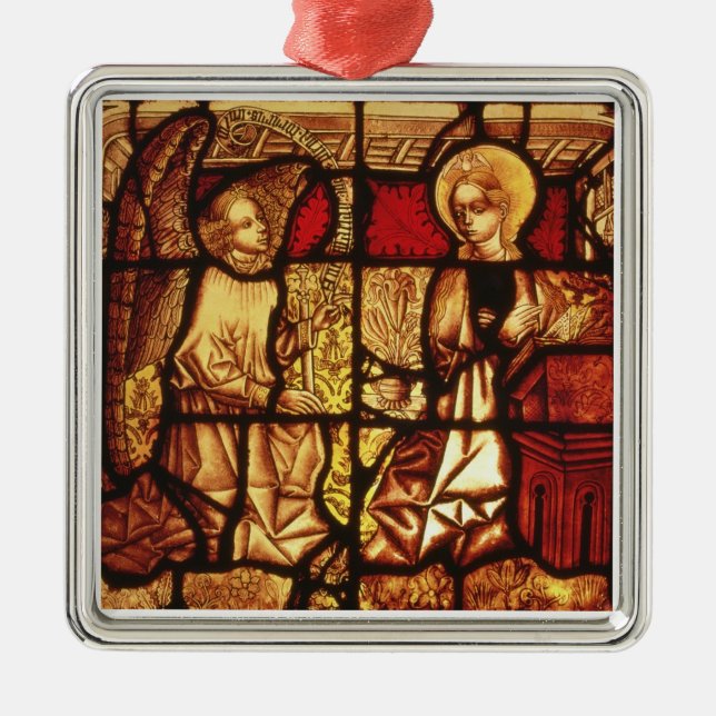 Målat glassfönster som visar annunciationen, G Julgransprydnad Metall (Framsidan)