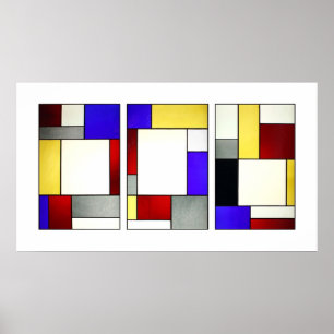 Målat glassfönster Tryptych Theo Skåpbil Doesbu Poster