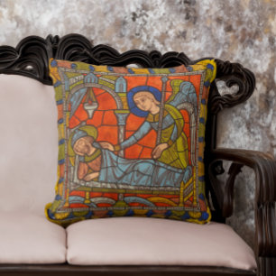 Målat glassfönsterChartres medeltida ängel Kudde