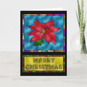 Målat glassjulstjärnablomma helgkort