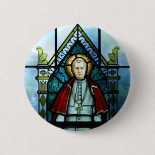 Målat glasskonst för Pope Sanktt Pius X Knapp