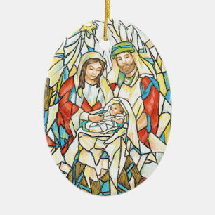 Målat glassNativitymålning Julgransprydnad Keramik