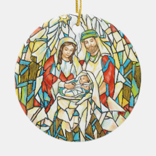 Målat glassNativitymålning Julgransprydnad Keramik