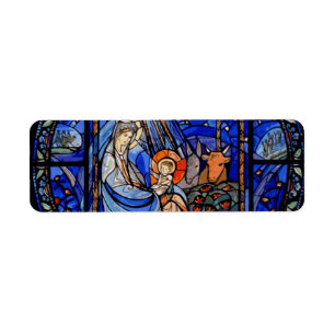 Målat glassstilNativity Returadress Etikett