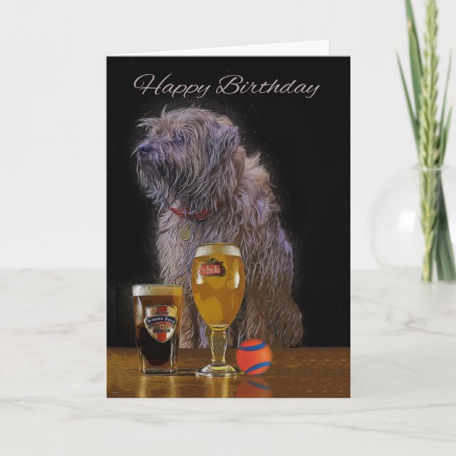 Målat Gräns Terrier Birthday Greeting Card Kort (Framsida)