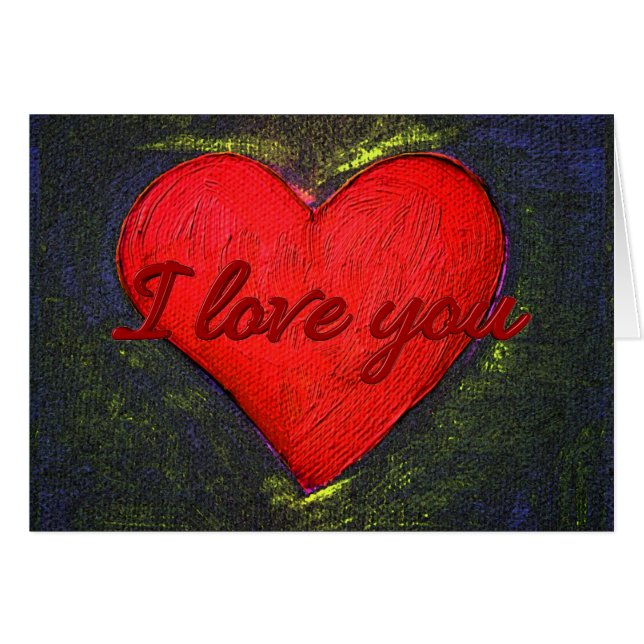 Målat hjärta-kort hälsningskort (Framsidan Horizontal)