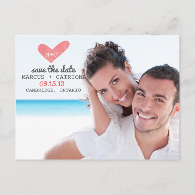 Målat hjärta Skrivet Spara datum vykort (Framsida)