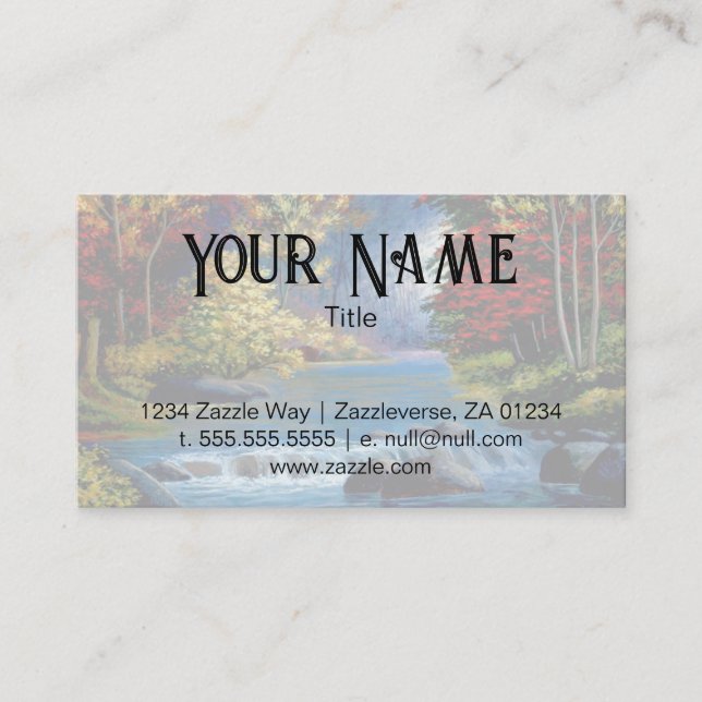 Målat Mysterious Skogen and River Affärskort Visitkort (Framsida)