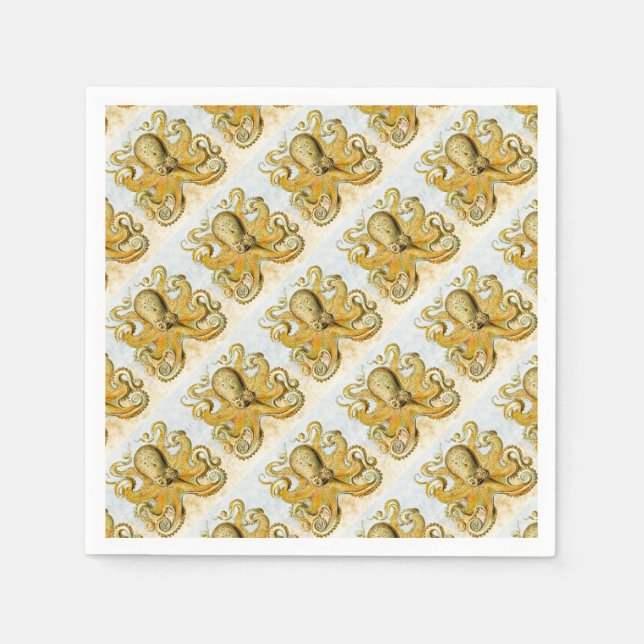 Målat Nautical Octopus Kraken Squid Pappersservett (Framsidan)