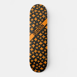 Målat Plus i Orange med Namn Mini Skateboard Bräda 18,5 Cm